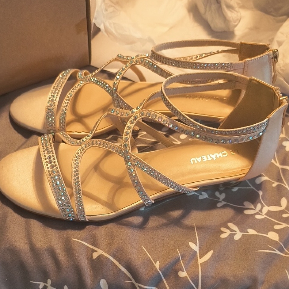 Le Chateau Gold Rhinestone Sandals - Picture 2 of 5